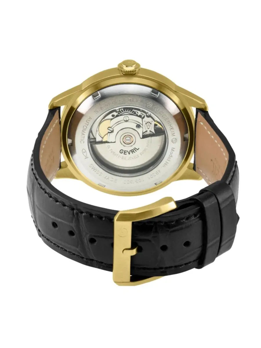 Мужские часы Guggenheim Swiss Automatic Italian Leather Strap Gevril — изображение 2 из 3, оттенок золото