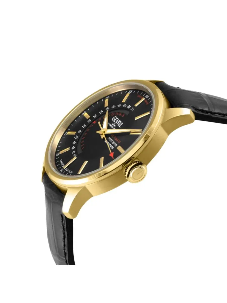 Мужские часы Guggenheim Swiss Automatic Italian Leather Strap Gevril — изображение 3 из 3, оттенок золото
