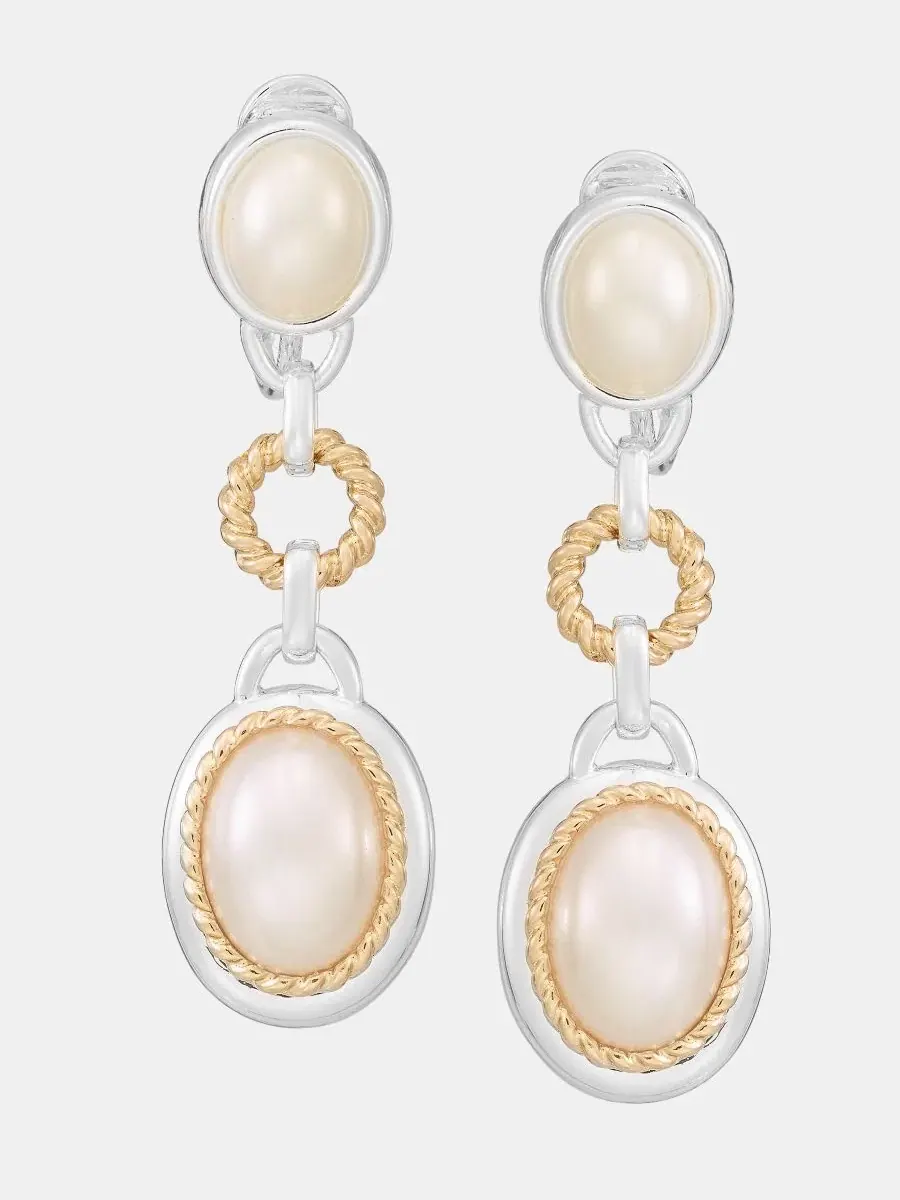 Серьги-каффы с имитацией жемчуга, металл Anne Klein