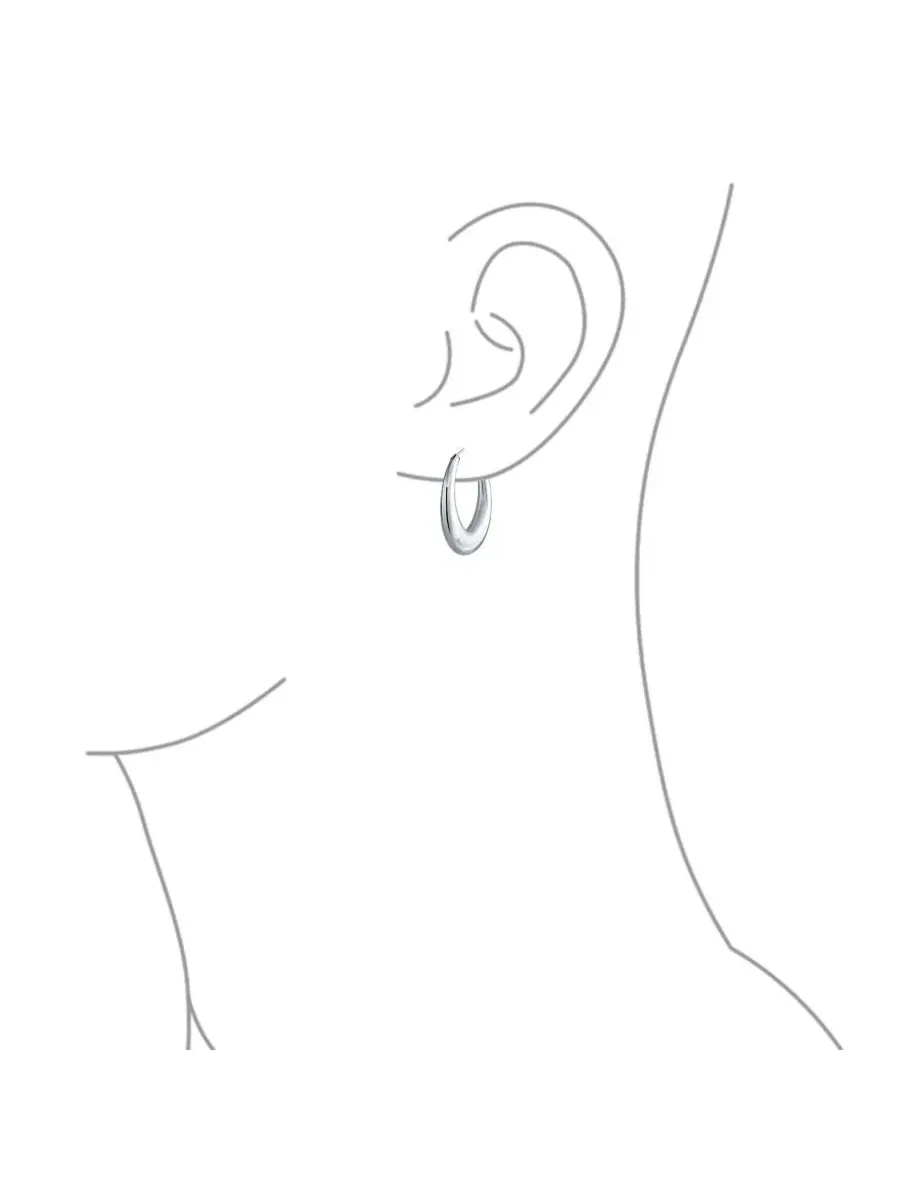 Серьги-кольца из стерлингового серебра с полировкой, модель Crescent Moon Shape Tapered Tube Puff — изображение 3 из 4