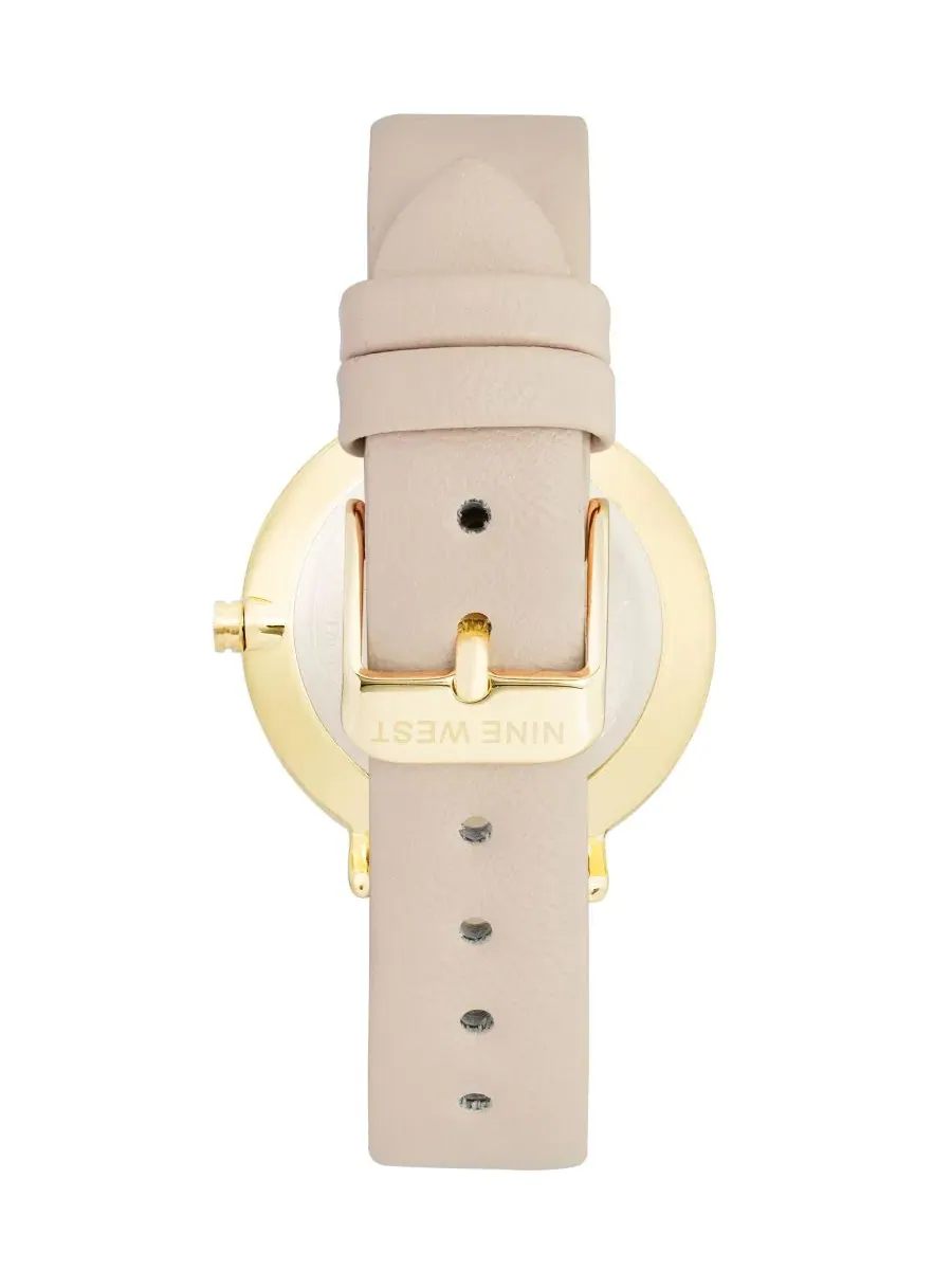 Женские часы Quartz с кожзаменителем, 36 мм Nine West — изображение 2 из 2, оттенок бежевый золотистый