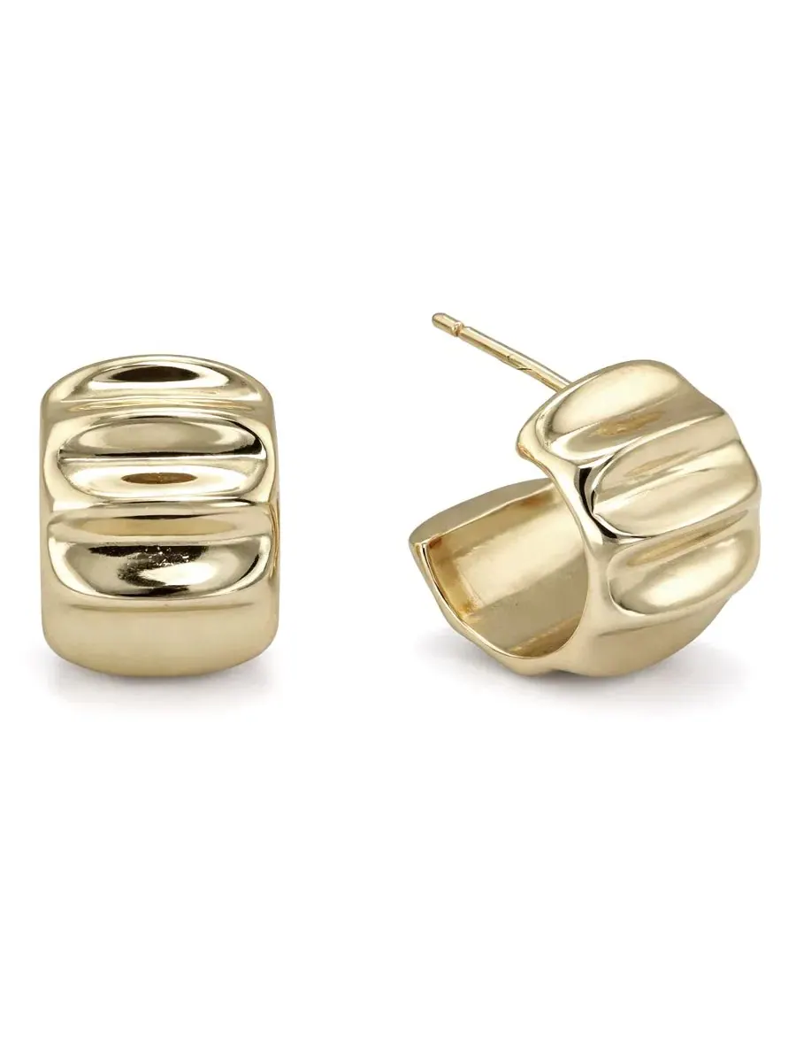 Серьги-кольца Puff Double Row Hoop And Now This — изображение 1 из 4, оттенок золото