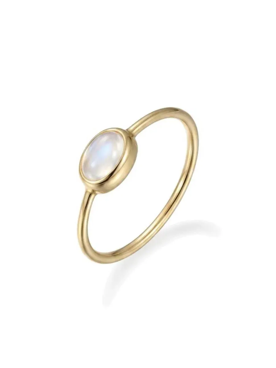 Кольцо с лунным камнем 14k Gold Plated Mini Sideways Moonstone Ring Adornia Fine — изображение 3 из 3, оттенок золото