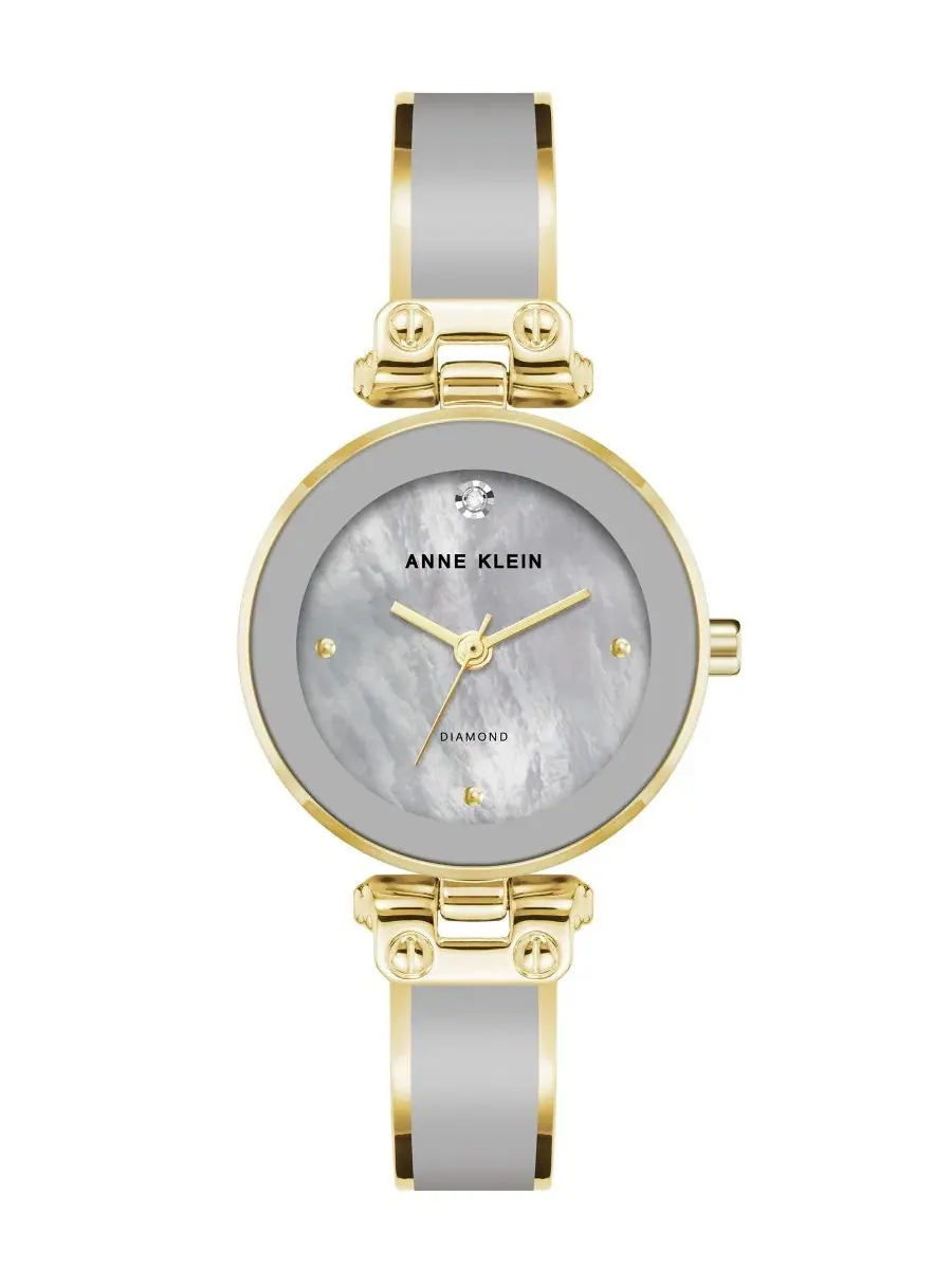 Женские часы Anne Klein с золотистым корпусом и серым браслетом