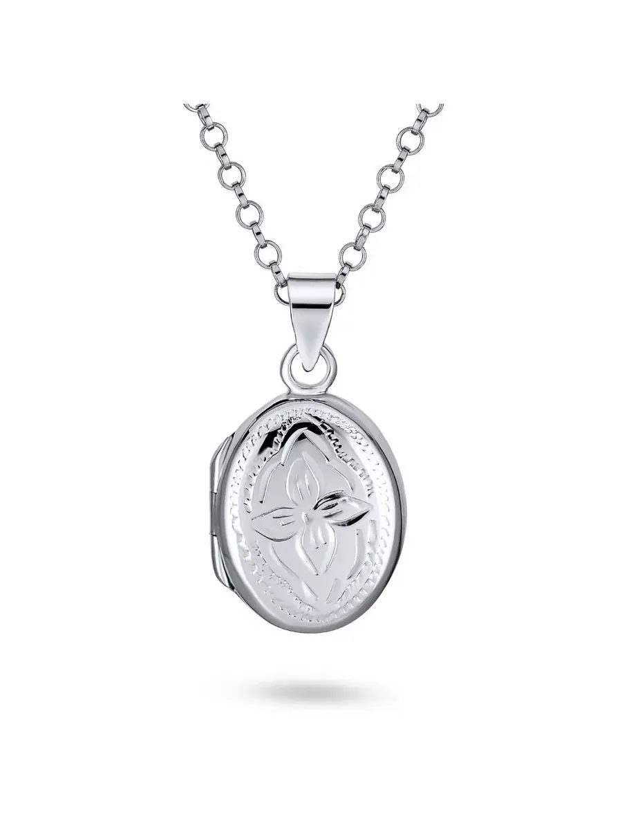Фото-кулон с цветами и листьями, винтажный стиль, серебро 925 пробы Bling Jewelry — изображение 1 из 5, оттенок серебряный