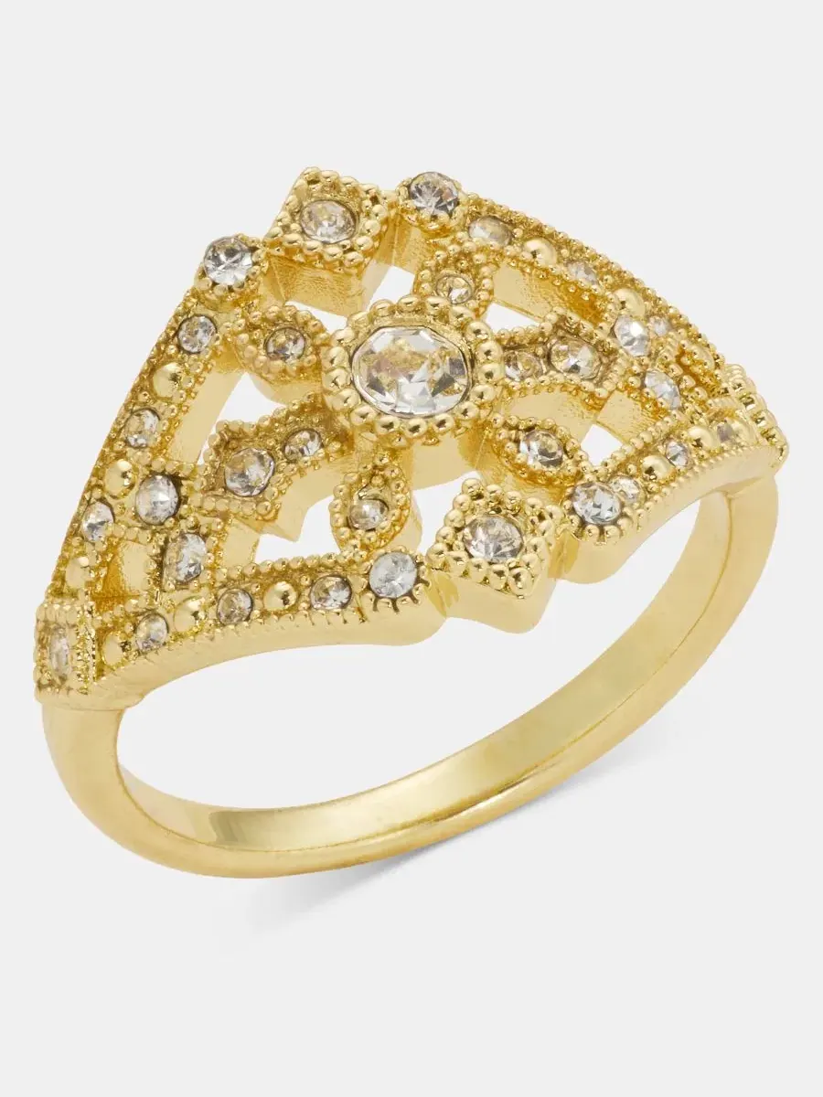 Кольцо с цирконием, модель Cubic Zirconia Pave Ring Charter Club — изображение 1 из 3, оттенок золото