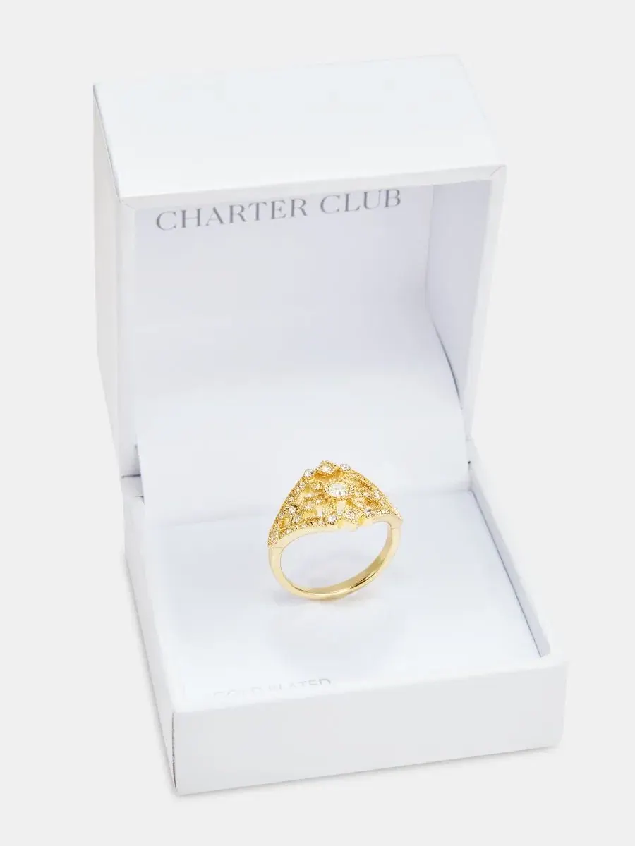 Кольцо с цирконием, модель Cubic Zirconia Pave Ring Charter Club — изображение 3 из 3, оттенок золото