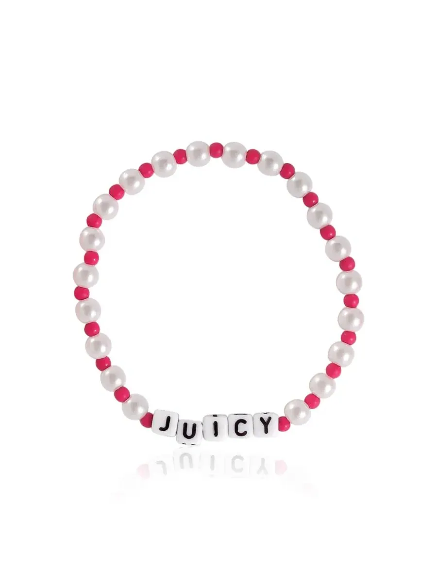 Набор из 3 браслетов-бусин Crown Charm Juicy Couture Kids — изображение 8 из 9, оттенок розовый белый золотистый