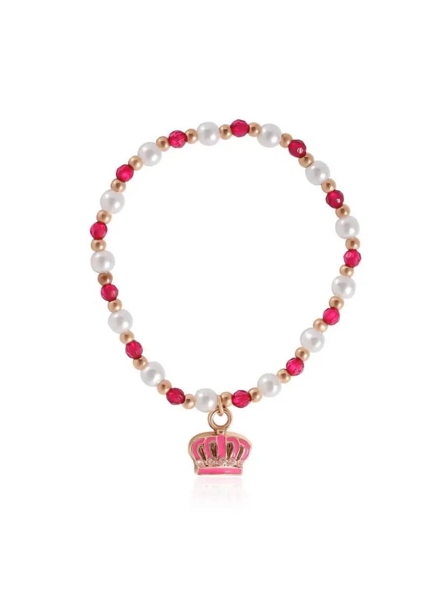 Набор из 3 браслетов-бусин Crown Charm Juicy Couture Kids — изображение 9 из 9, оттенок розовый белый золотистый
