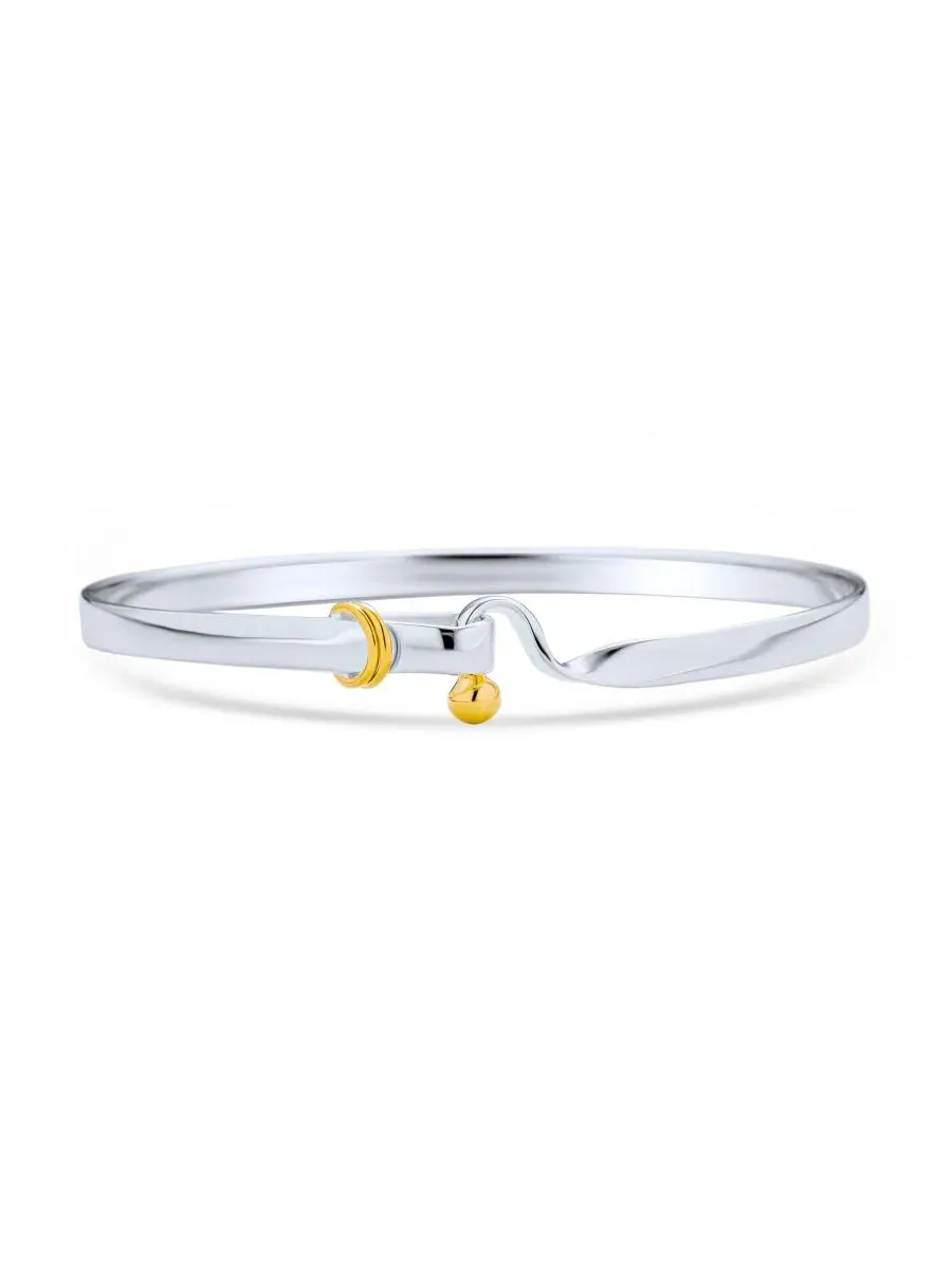 Браслет-бангл из стерлингового серебра с позолотой, модель Hook Eye Bling Jewelry — изображение 1 из 4, оттенок мульти