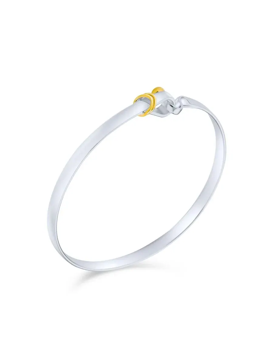 Браслет-бангл из стерлингового серебра с позолотой, модель Hook Eye Bling Jewelry — изображение 2 из 4, оттенок мульти
