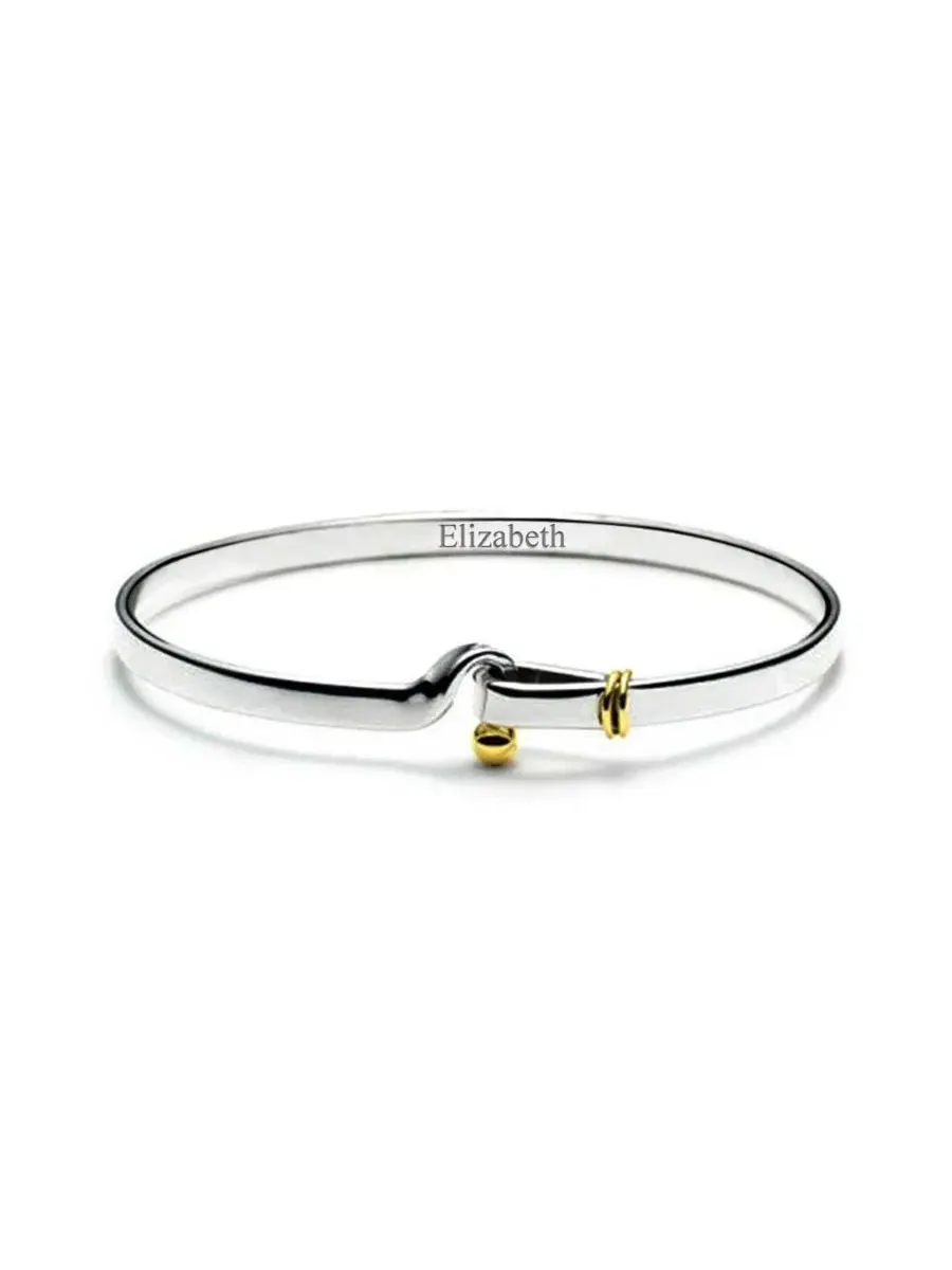 Браслет-бангл из стерлингового серебра с позолотой, модель Hook Eye Bling Jewelry — изображение 4 из 4, оттенок мульти