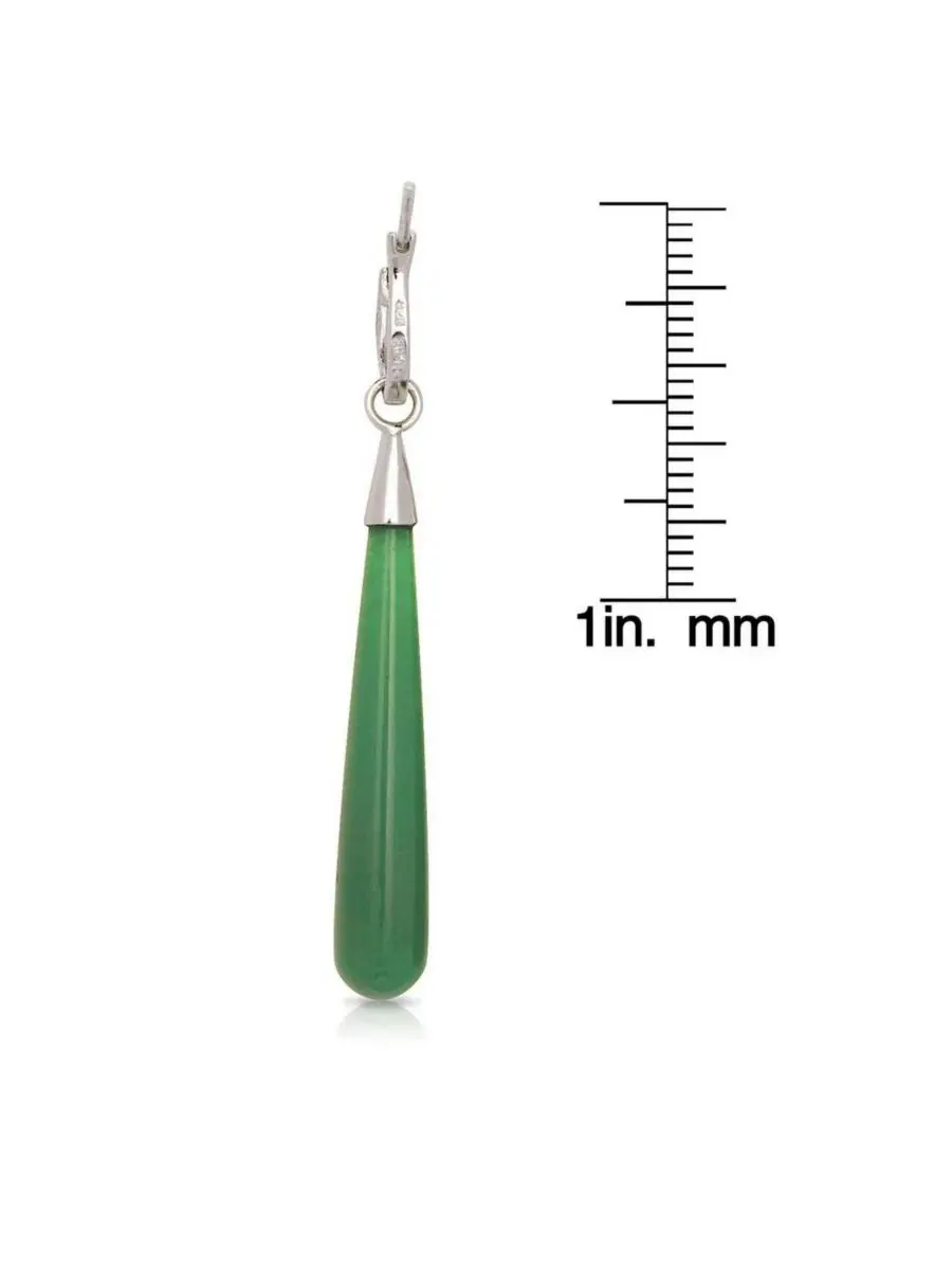 Серьги-подвески с каплевидным зеленым жадеитом, 7x52 мм Curata Jewelry — изображение 2 из 5, оттенок нет цвета
