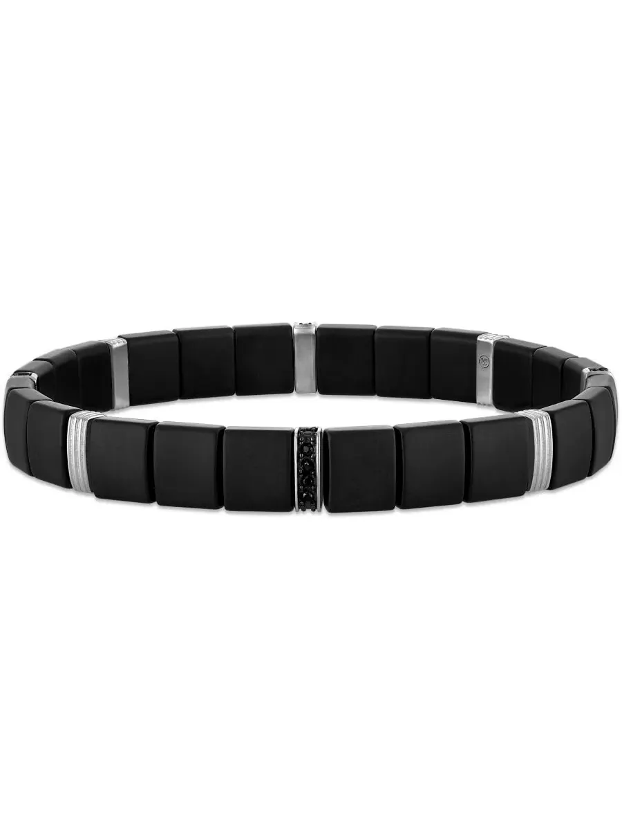 Керамический эластичный браслет из стерлингового серебра Esquire Men'S Jewelry — изображение 1 из 3, оттенок серебристый