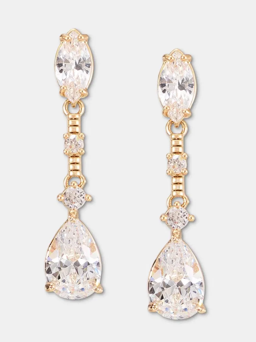 Серьги-подвески с кубическим цирконием Anne Klein — изображение 1 из 4, оттенок белый
