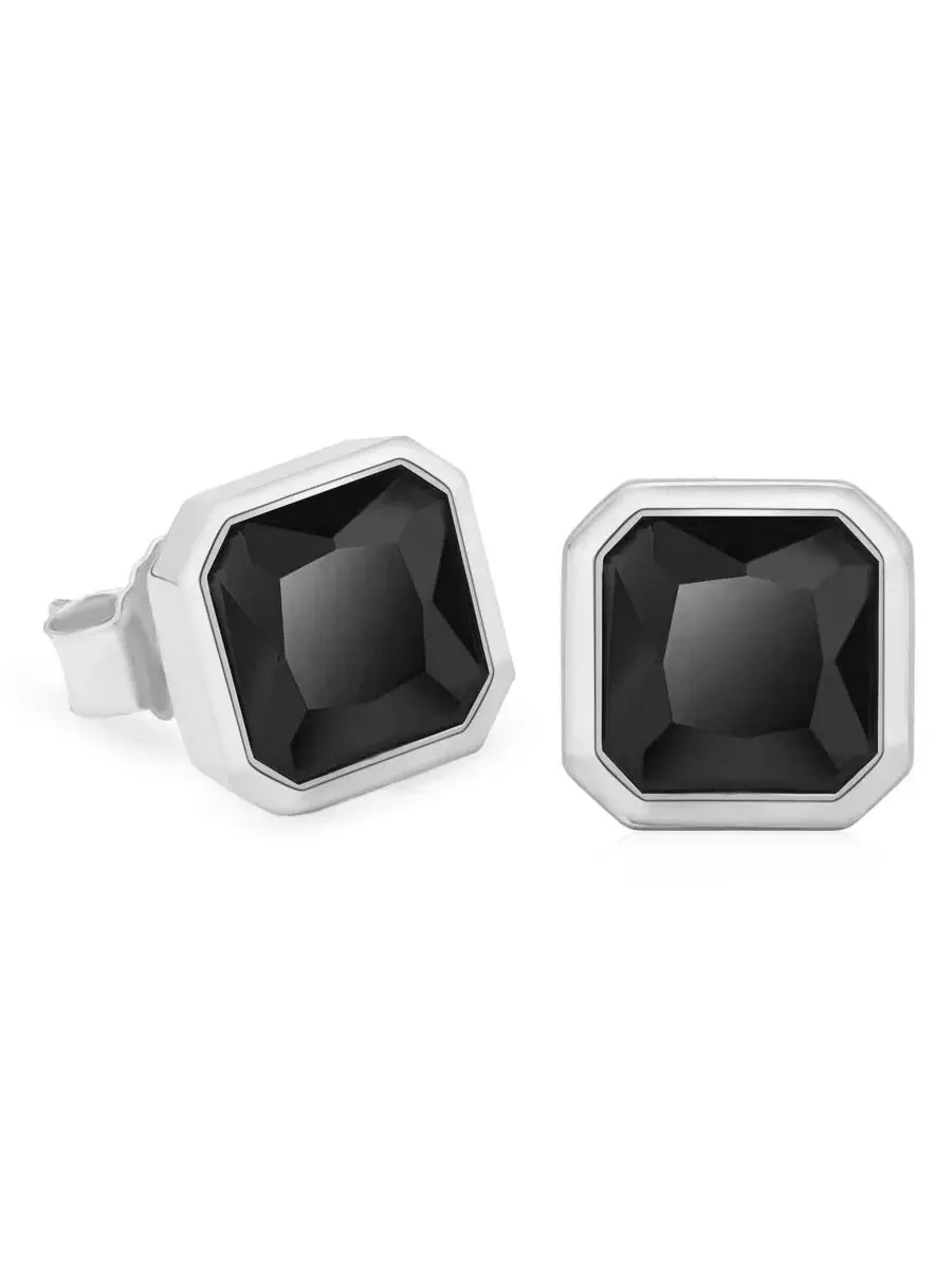 Мужские серьги-гвоздики Noble из серебра 925 пробы с покрытием из белого золота 14 карат Rhona — изображение 1 из 4