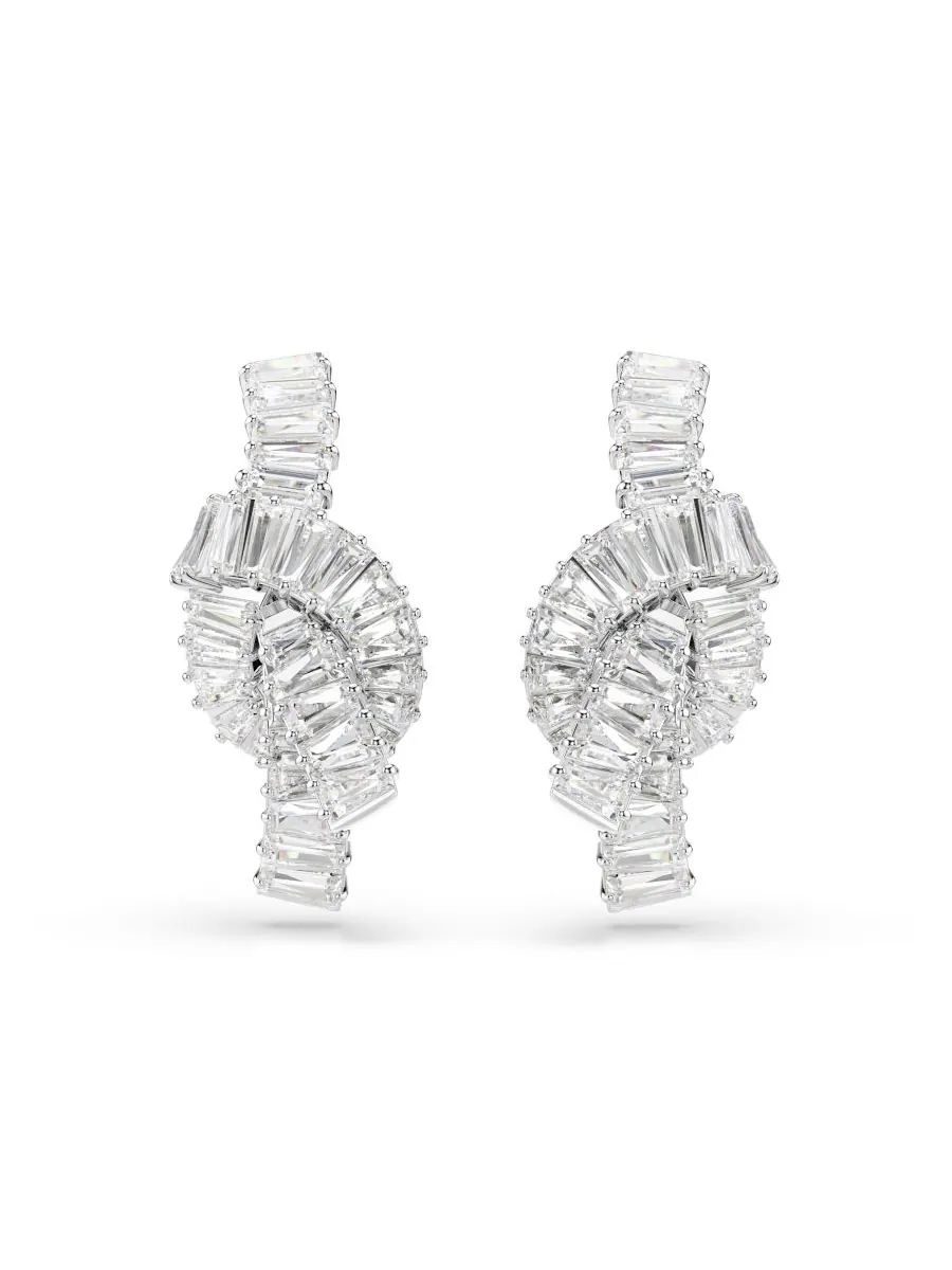 Серьги Matrix с родиевым покрытием и огранкой багет Swarovski — изображение 1 из 5, оттенок серебристый прозрачный