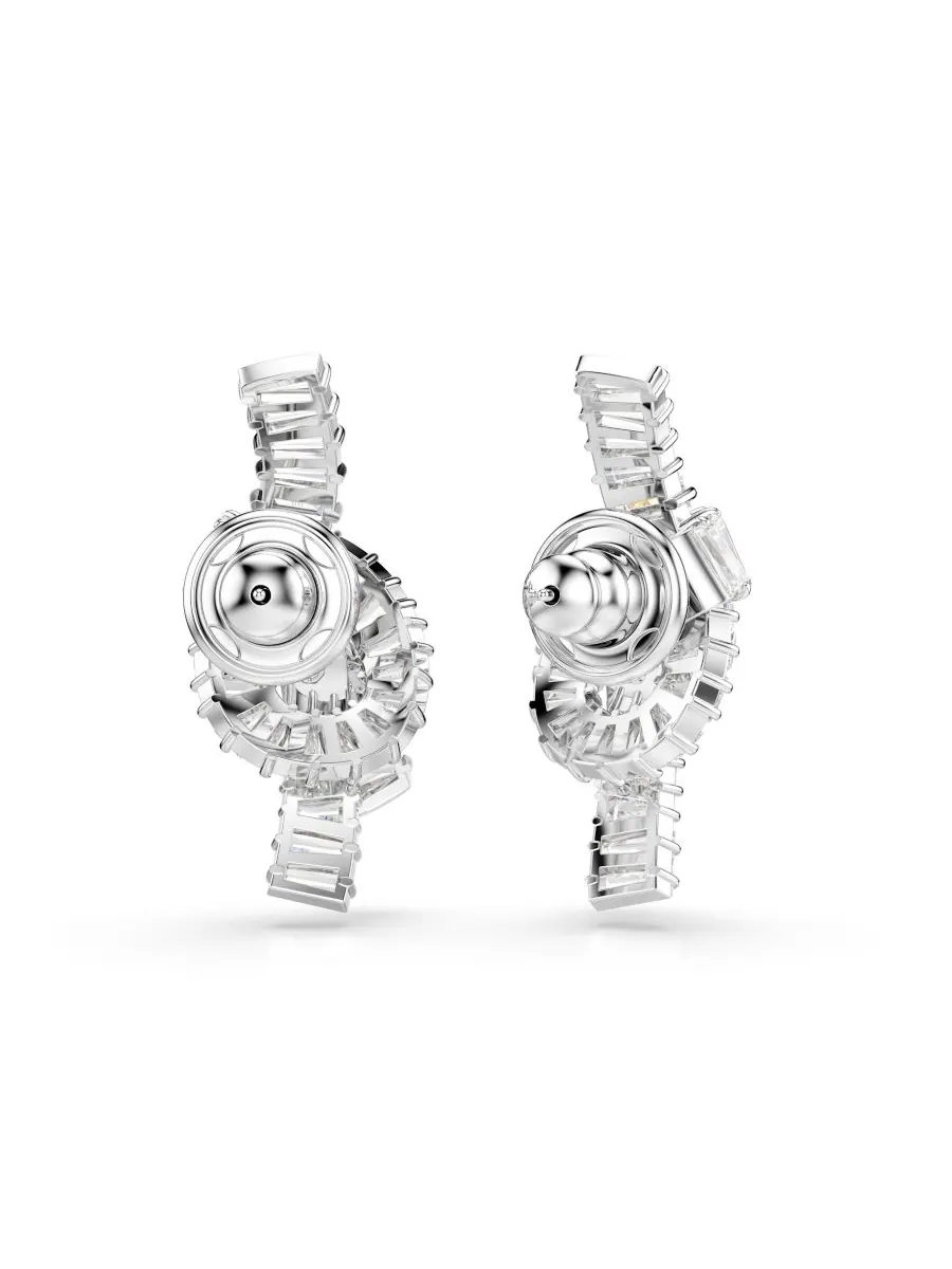 Серьги Matrix с родиевым покрытием и огранкой багет Swarovski — изображение 2 из 5, оттенок серебристый прозрачный