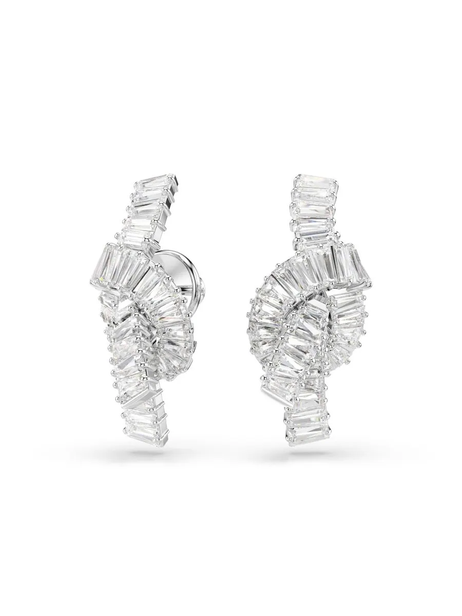 Серьги Matrix с родиевым покрытием и огранкой багет Swarovski — изображение 4 из 5, оттенок серебристый прозрачный