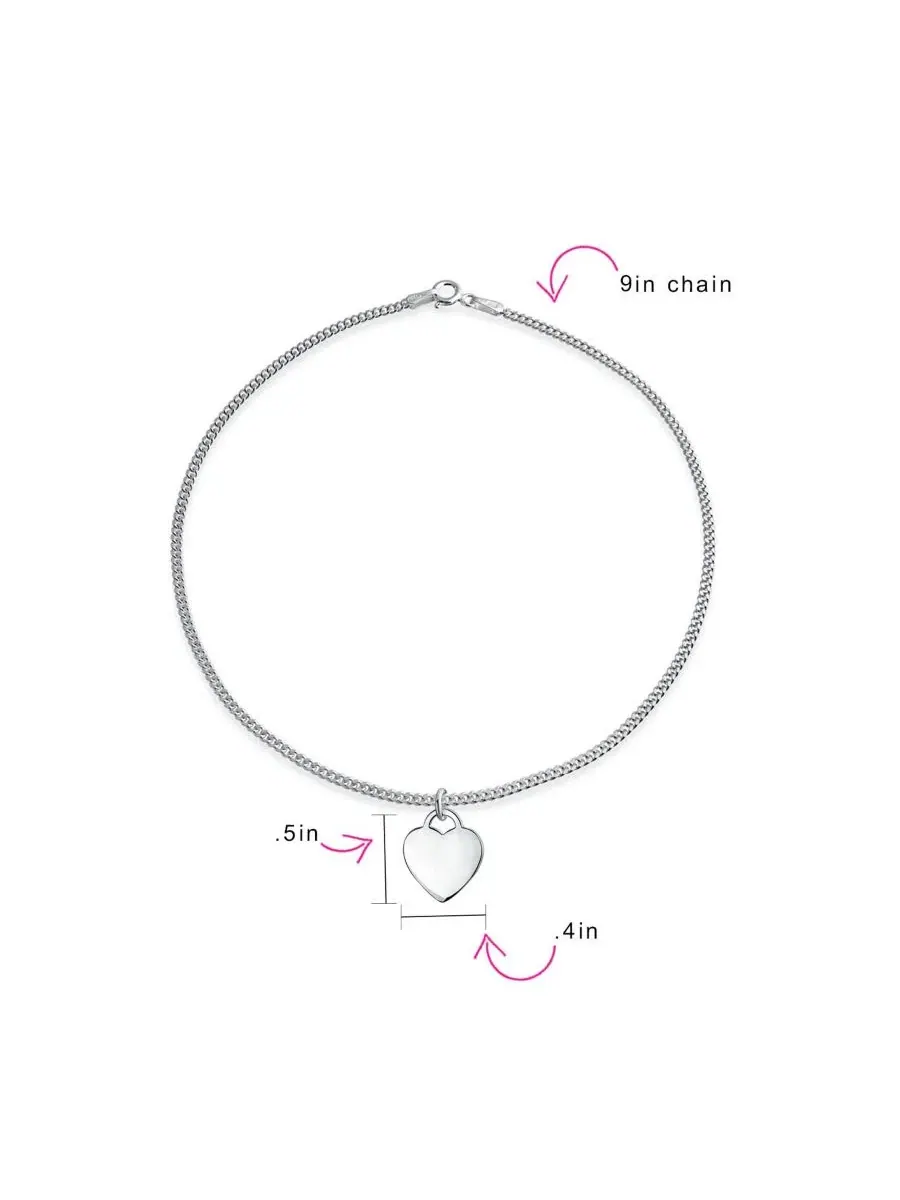 Браслет на лодыжку с подвеской в виде сердца, серебро 925 пробы Bling Jewelry — изображение 2 из 3, оттенок серебряный
