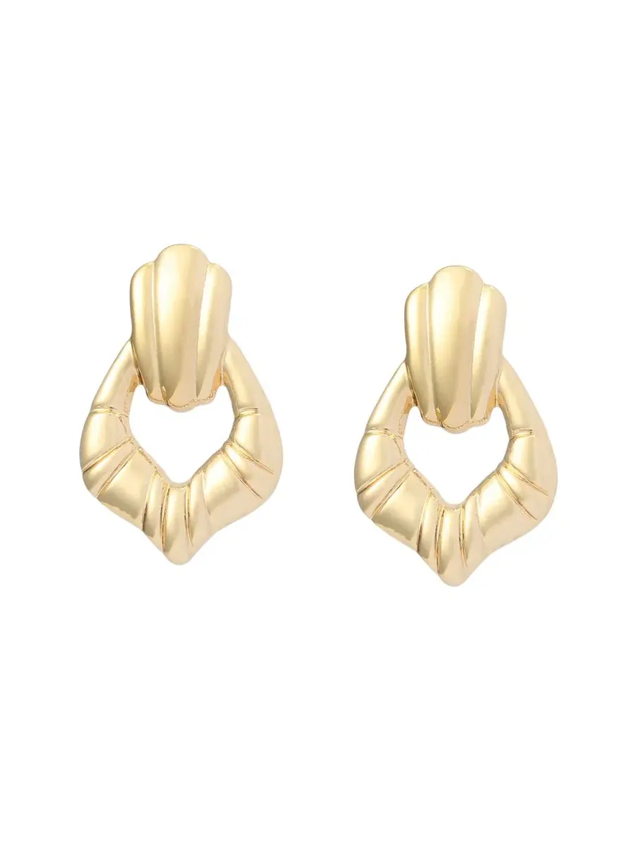 Серьги-дверные молотки с золотым рифлением Steve Madden — изображение 2 из 4, оттенок золото