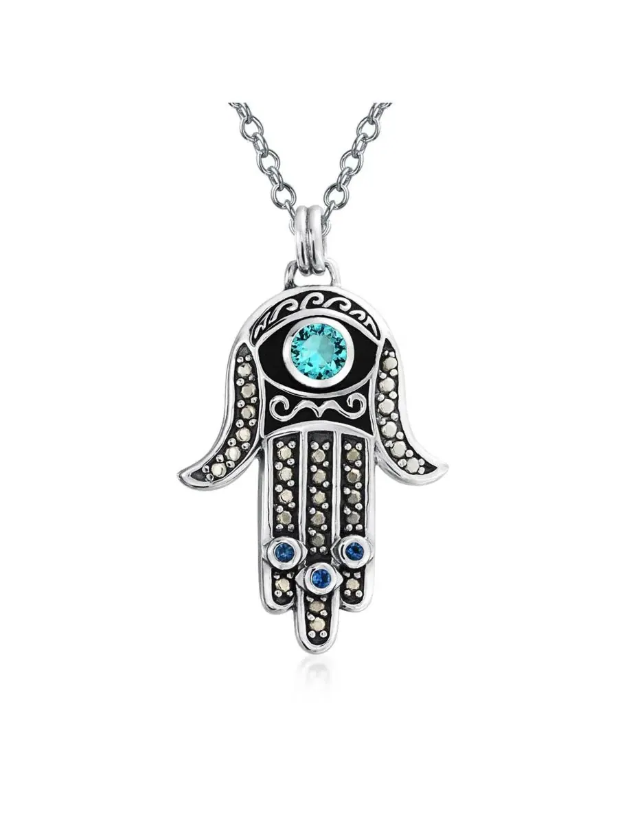 Подвеска-кулон Хамса с глазом и цепочкой Bling Jewelry — изображение 1 из 4, оттенок синий