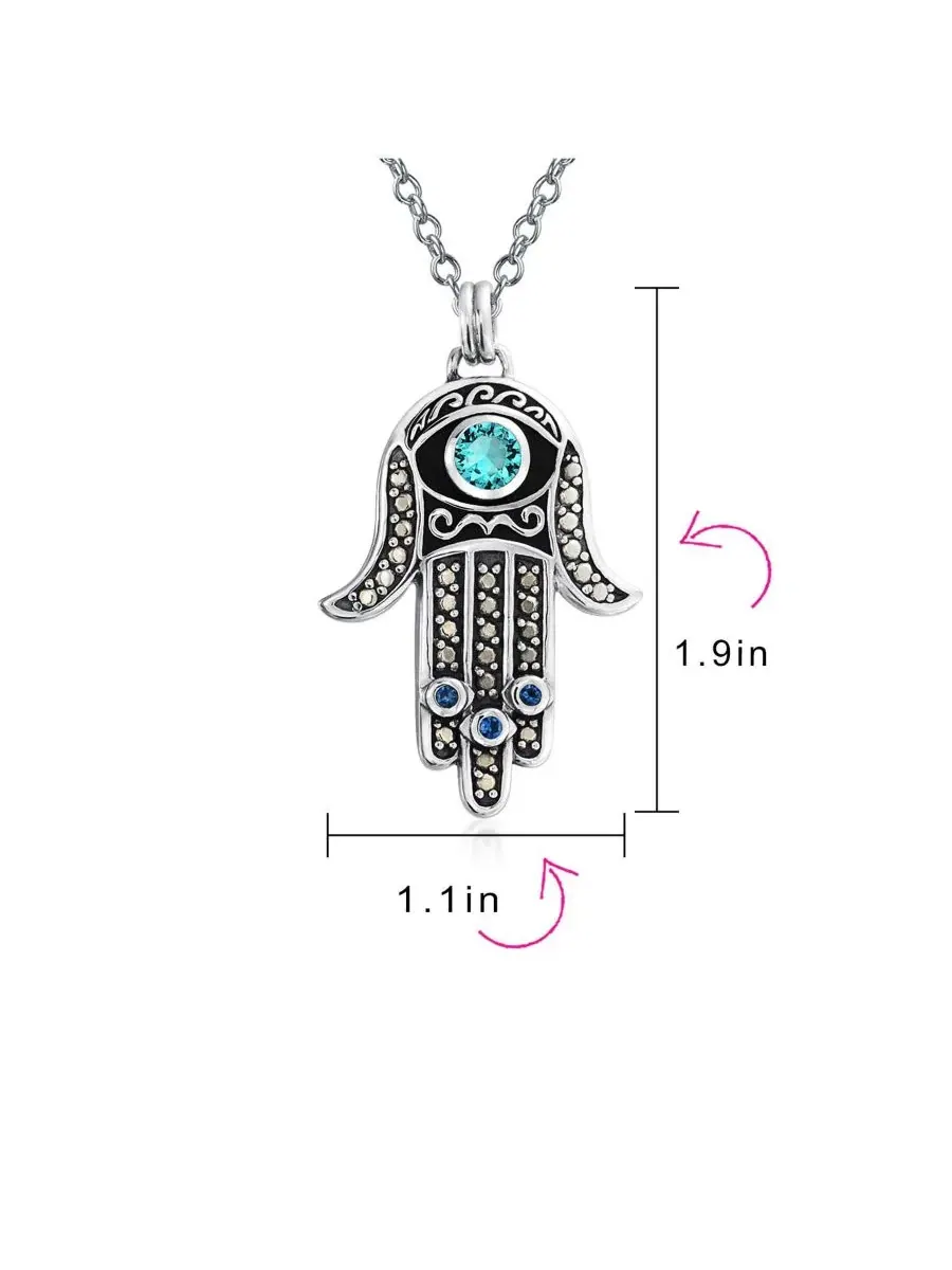 Подвеска-кулон Хамса с глазом и цепочкой Bling Jewelry — изображение 4 из 4, оттенок синий