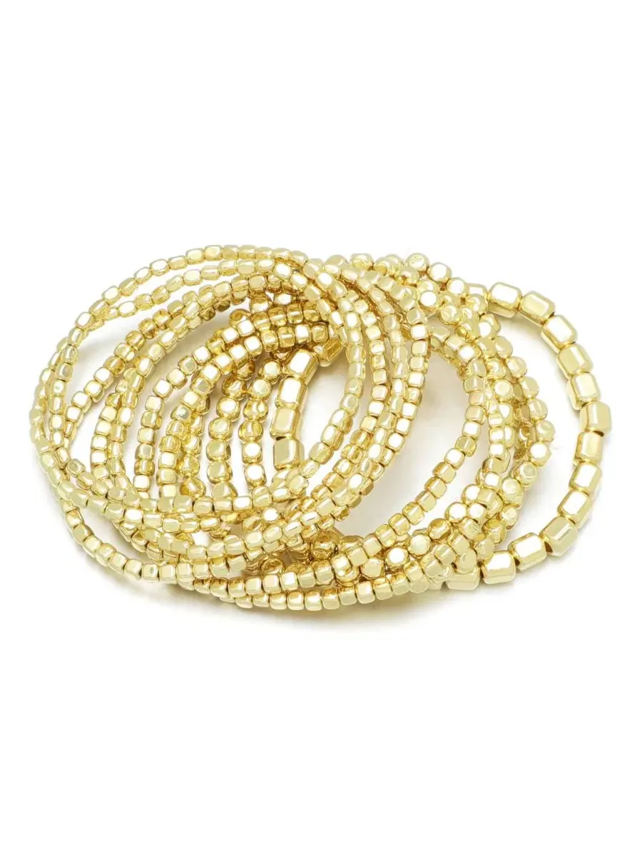 Набор браслетов-цепочки Golden Bead Stretch ADORNIA — изображение 1 из 4, оттенок золото