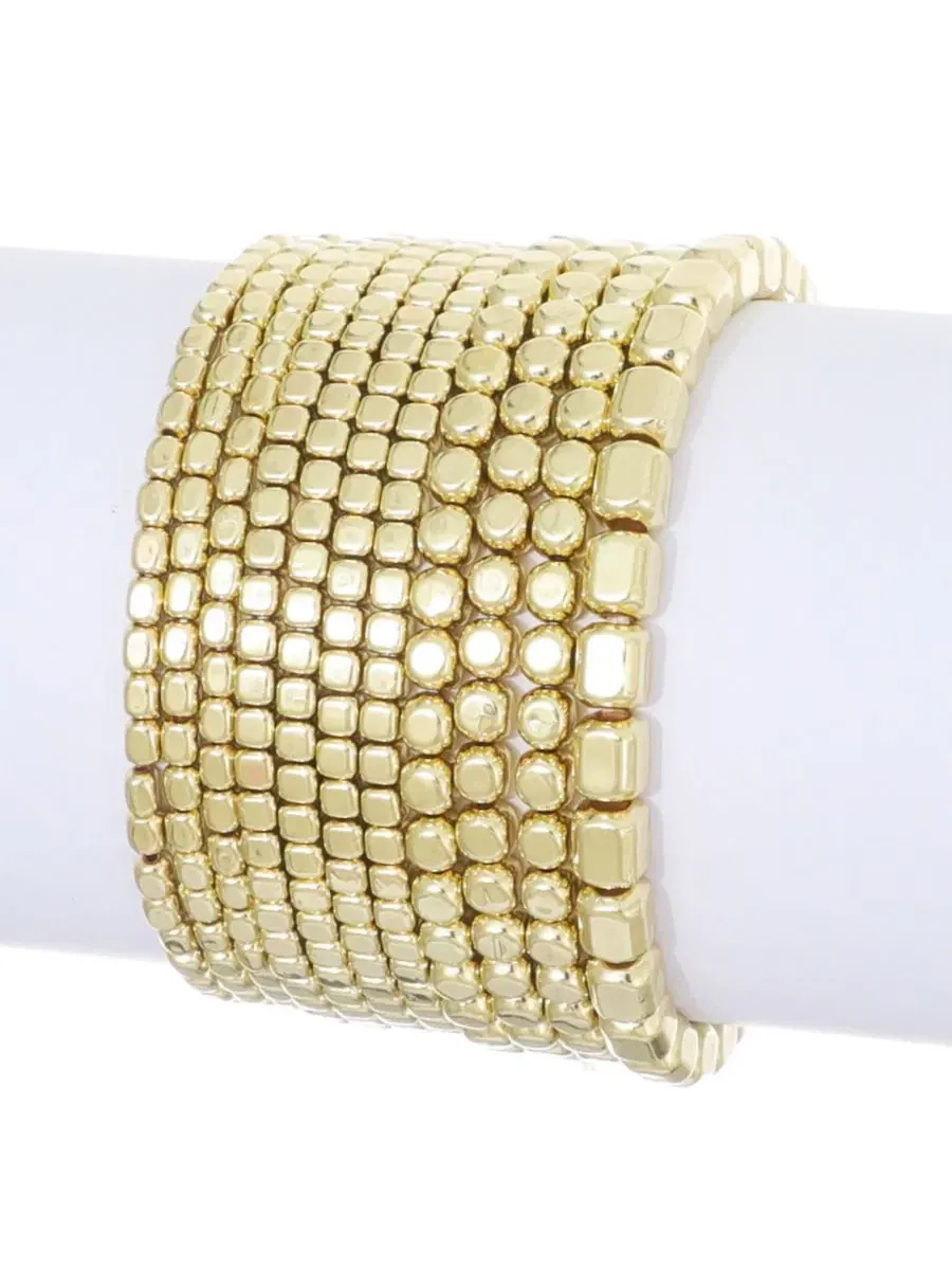 Набор браслетов-цепочки Golden Bead Stretch ADORNIA — изображение 2 из 4, оттенок золото
