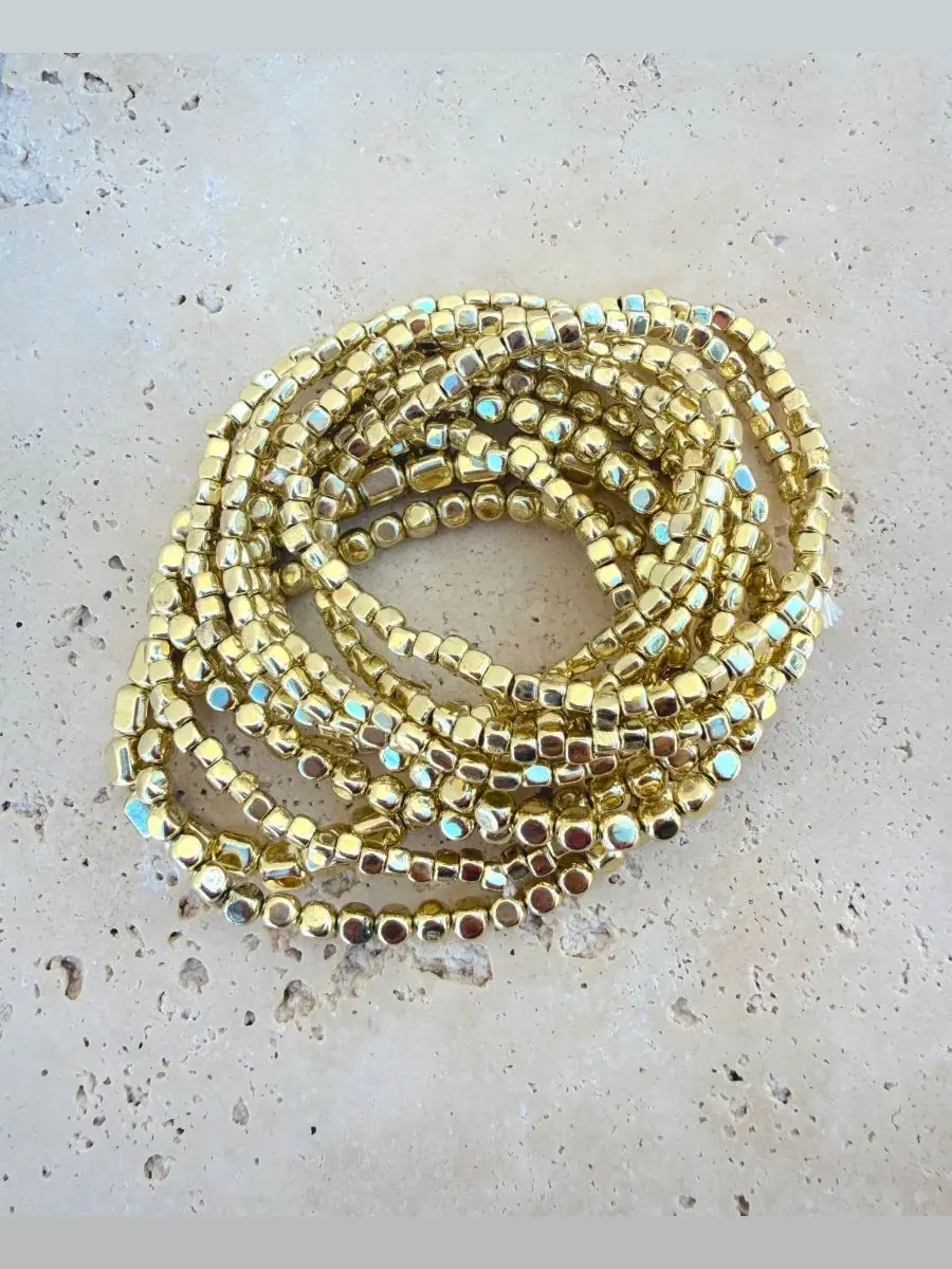 Набор браслетов-цепочки Golden Bead Stretch ADORNIA — изображение 4 из 4, оттенок золото