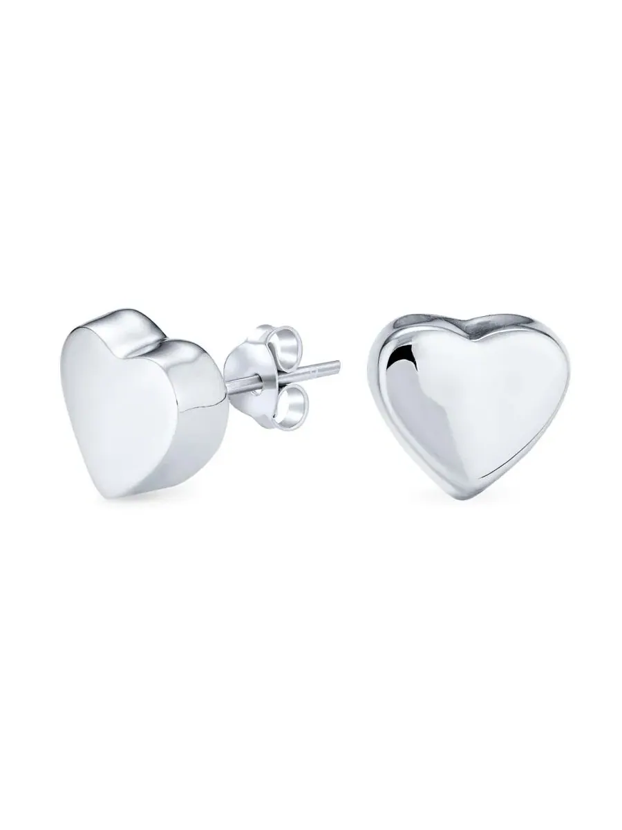 Серьги-гвоздики с сердцем из стерлингового серебра .925 Bling Jewelry — изображение 1 из 5, оттенок серебристый