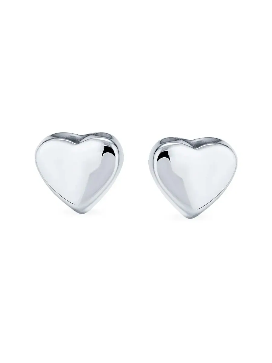 Серьги-гвоздики с сердцем из стерлингового серебра .925 Bling Jewelry — изображение 2 из 5, оттенок серебристый