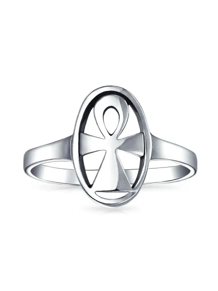 Кольцо-крест Анкх из стерлингового серебра, модель Eternal Key Of Life Bling Jewelry — изображение 2 из 6, оттенок серебряный