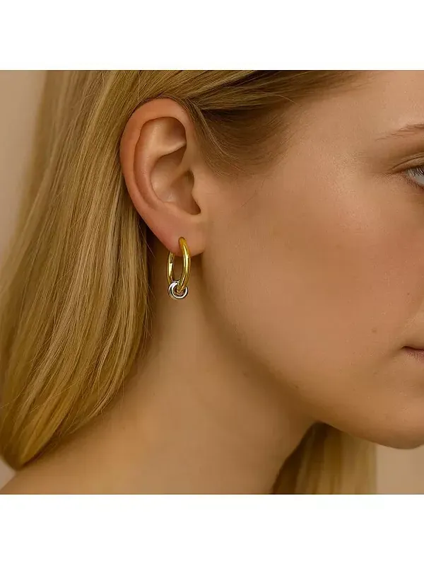 Серьги в фирменном стиле из смешанного металла двухцветной формы Hollywood Sensation — изображение 2 из 3, оттенок золото