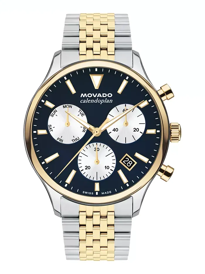 Мужские часы Calendoplan Swiss Quartz Chrono с хронографом, корпус из нержавеющей стали двух — изображение 1 из 3