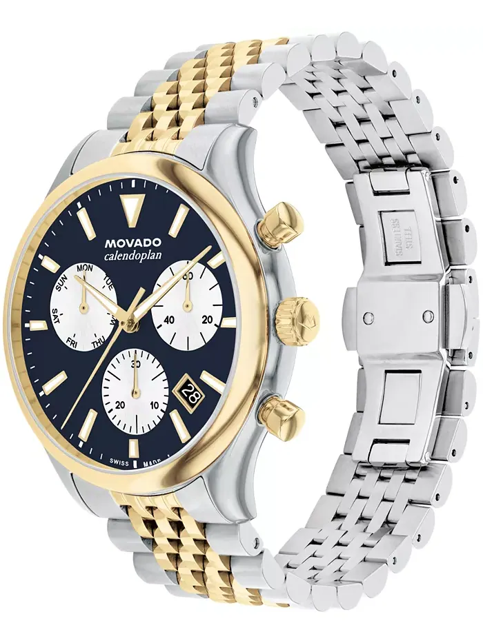 Мужские часы Calendoplan Swiss Quartz Chrono с хронографом, корпус из нержавеющей стали двух — изображение 2 из 3