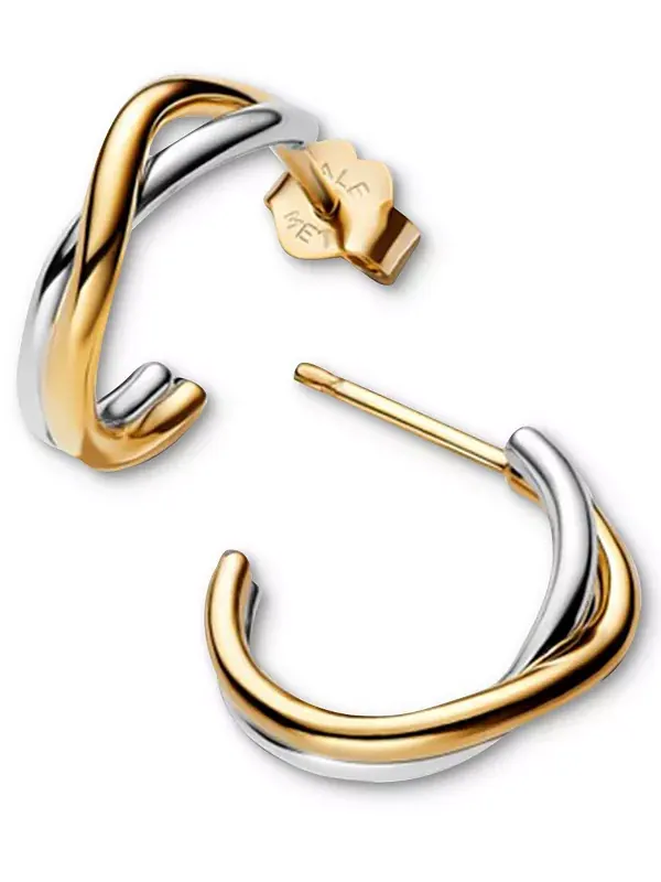 Двухцветные открытые серьги-кольца органической формы Pandora — изображение 1 из 3, оттенок мульти