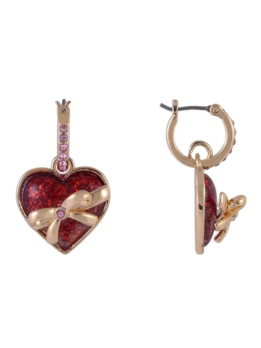 Серьги-кольца Huggie Hoop с подвеской в виде сердечка с блестками Hallmark — изображение 3 из 4, оттенок нет цвета