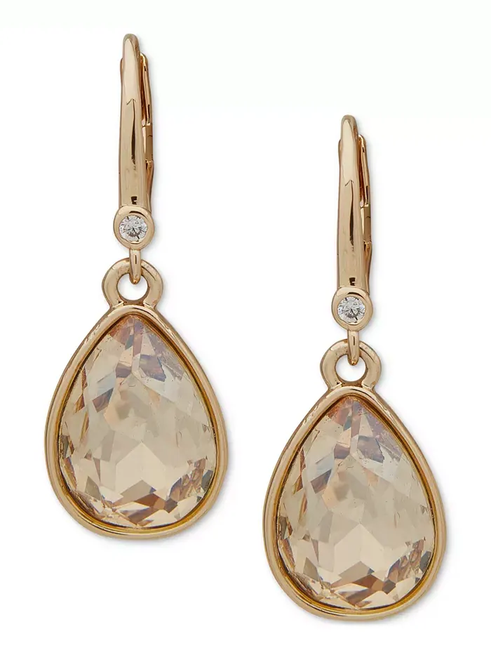 Серьги-подвески DKNY с золотистыми кристаллами