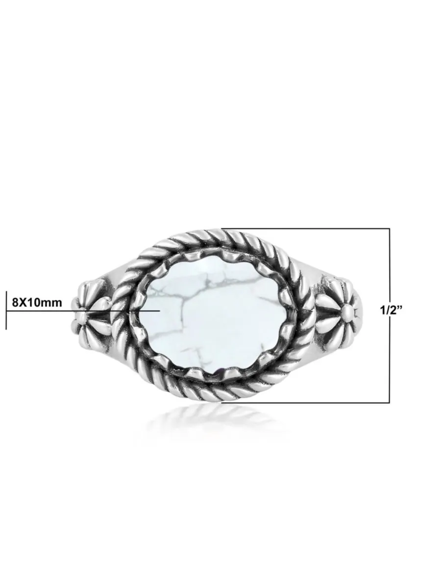 Кольцо из стерлингового серебра с белым говлитом, размер от 5 до 11 American West Jewelry — изображение 4 из 6, оттенок белый