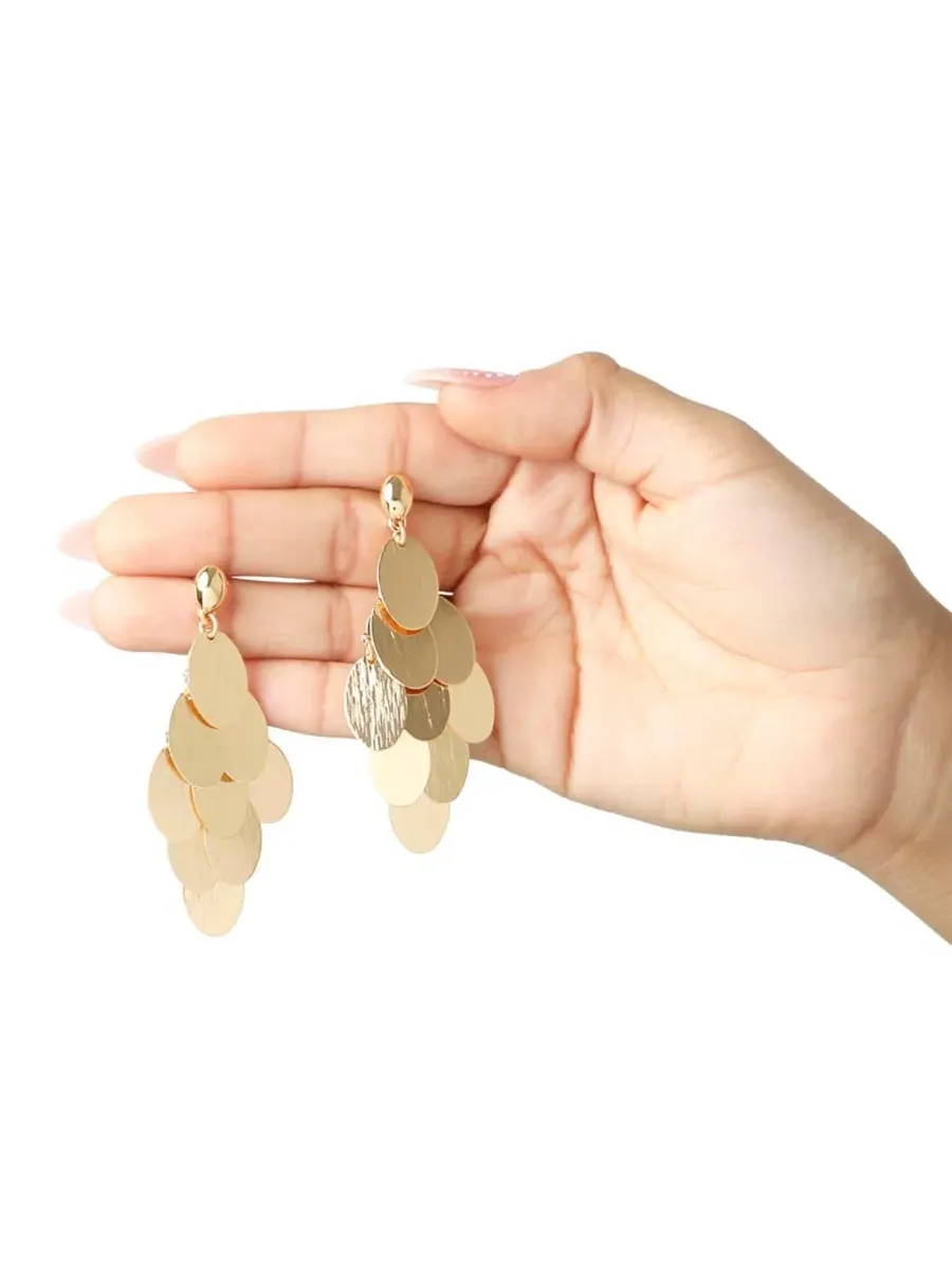 Серьги-подвески с лепестками, модель Dangling Petal Jessica Simpson — изображение 4 из 5, оттенок золотистый