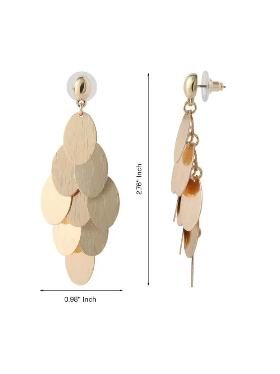 Серьги-подвески с лепестками, модель Dangling Petal Jessica Simpson — изображение 5 из 5, оттенок золотистый