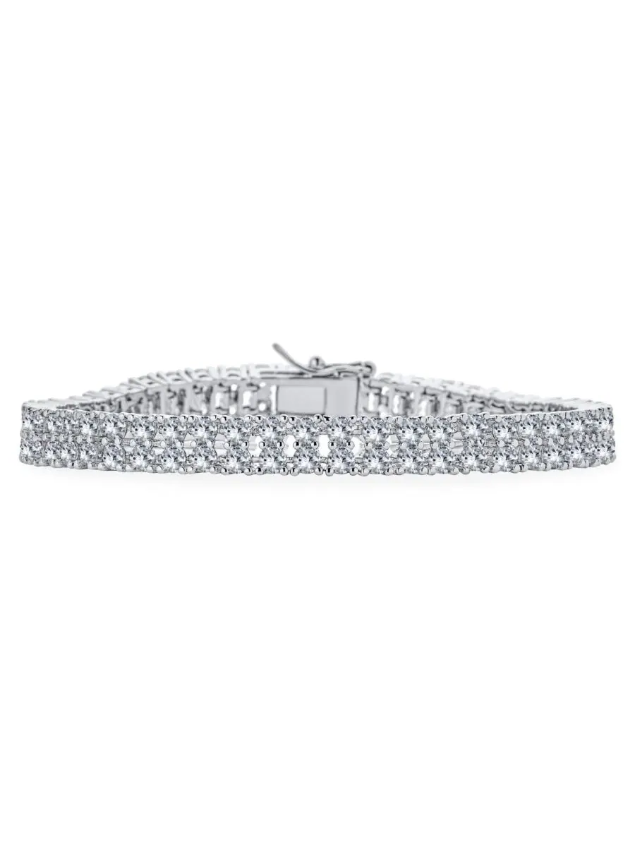 Браслет-теннис с двумя рядами кубического циркония, Classic Formal Bridal Two Row Statement CZ — изображение 1 из 3