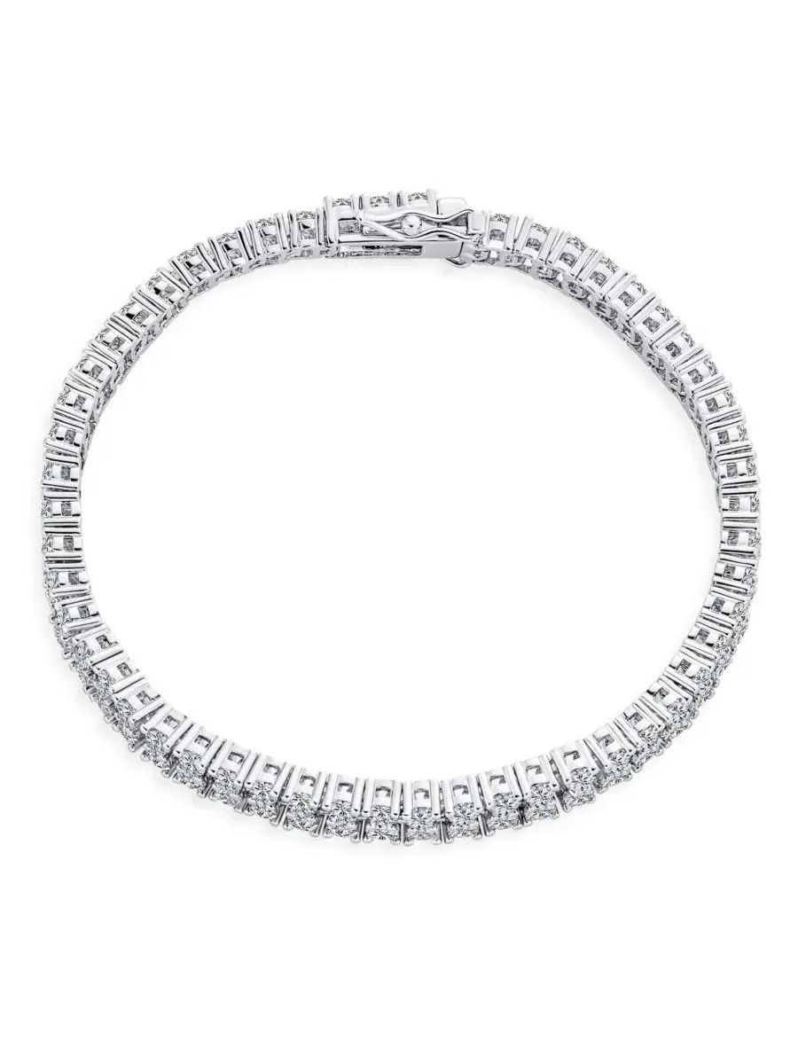Браслет-теннис с двумя рядами кубического циркония, Classic Formal Bridal Two Row Statement CZ — изображение 2 из 3