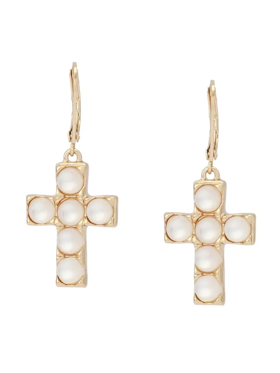 Серьги-подвески с крестом из перламутра, Mother of Pearl Cross Drop Robert Lee Morris Soho — изображение 2 из 4