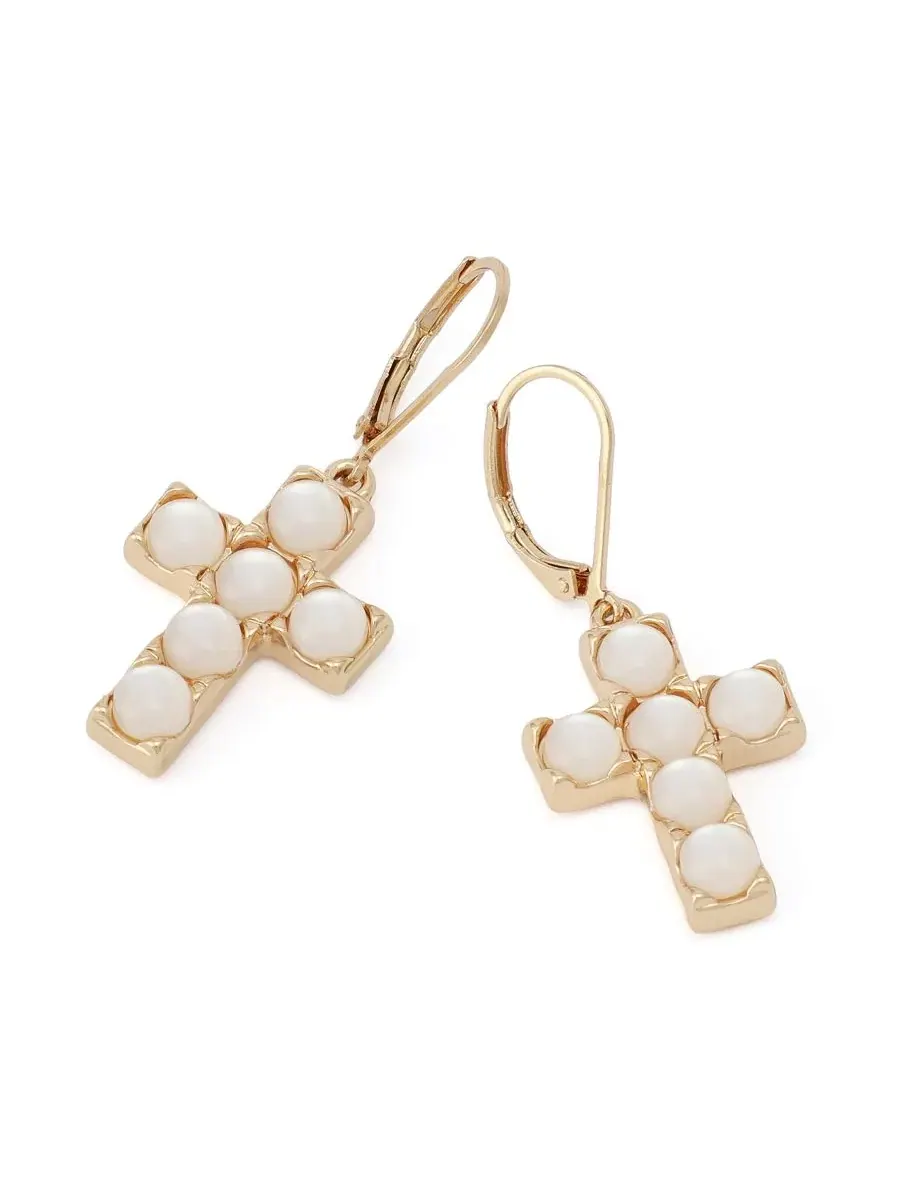 Серьги-подвески с крестом из перламутра, Mother of Pearl Cross Drop Robert Lee Morris Soho — изображение 3 из 4