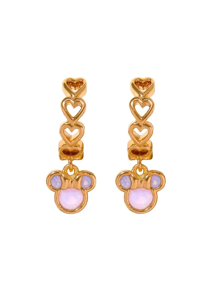Серьги-кольца с подвеской Minnie Mouse Crystal Disney Love Linked Girls Crew — изображение 1 из 3, оттенок золото