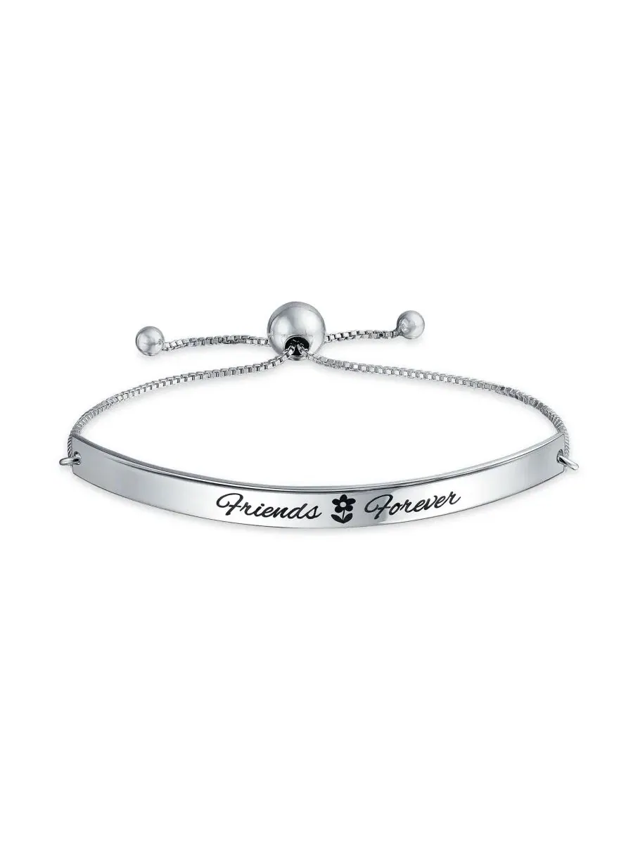 Браслет-боло из стерлингового серебра с гравировкой Friends Forever Bling Jewelry — изображение 1 из 3, оттенок серебряный