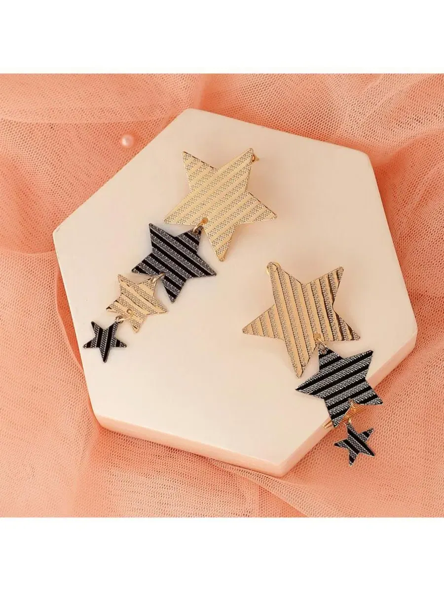 Серьги-подвески Star Drop SOHI — изображение 3 из 3, оттенок золото
