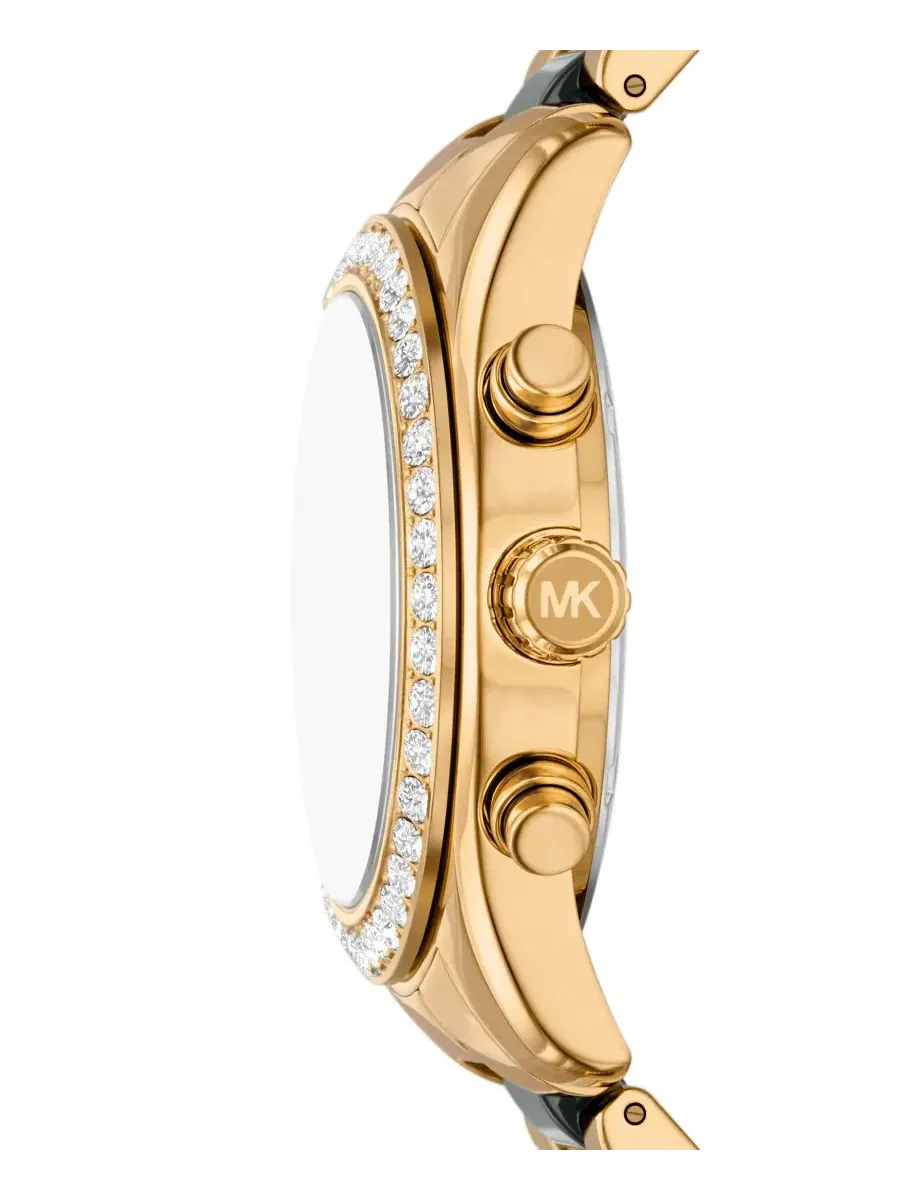Женские часы Lexington Chronograph с зеленой керамикой и золотистым корпусом Michael Kors — изображение 3 из 4